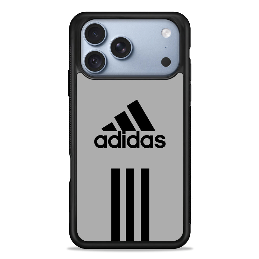 Adidas Gray Three Lines iPhone 18 Pro Case - iPhone 18 Pro Silicone Case