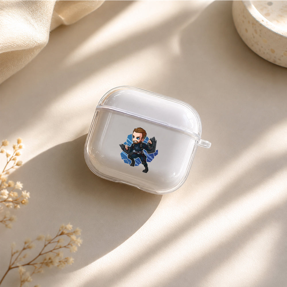 Captain America Chibi Version Protective Apple Airpods 4 Clear Case - Durable Clear Protection