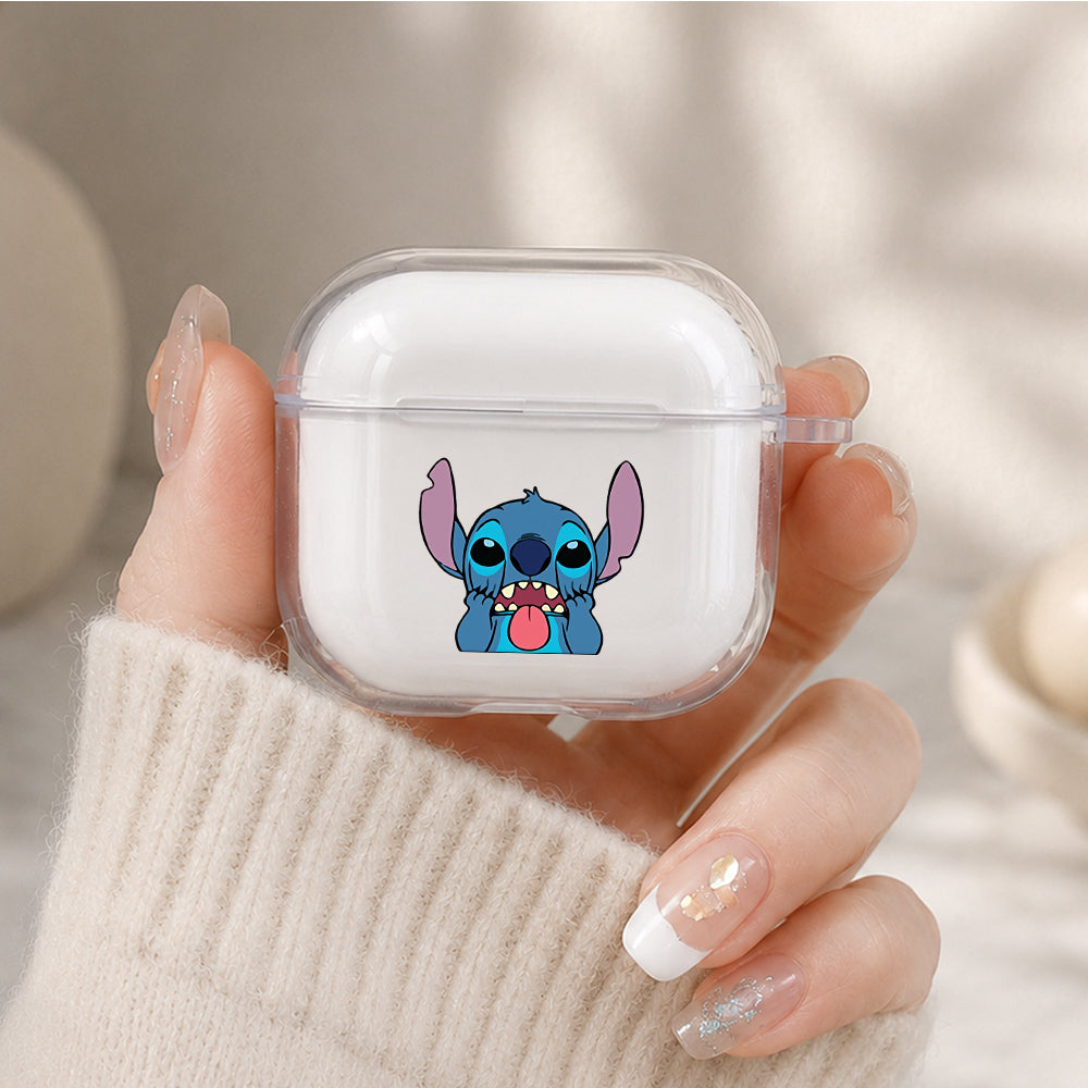 Stitch Mocking Face Protective Apple Airpods 4 Clear Case - Durable Clear Protection