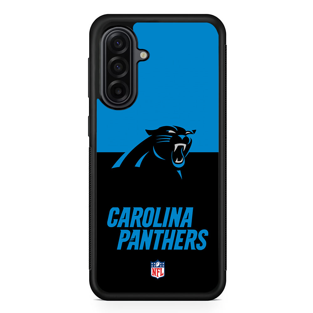 NFL Carolina Panthers Black Blue Samsung Galaxy A17 Case | Durable Rubber Samsung Galaxy A17 Phone Case
