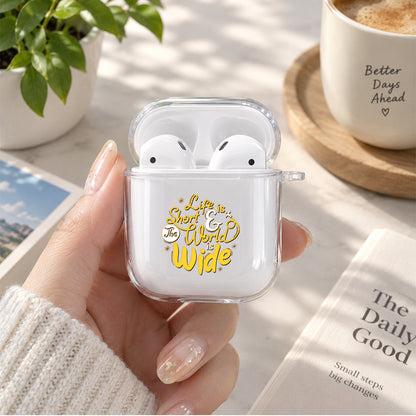 Life is Short Protective Clear Case Cover For Apple Airpods | Soft Silicone AirPods 1 / 2 Case | Protective Cover