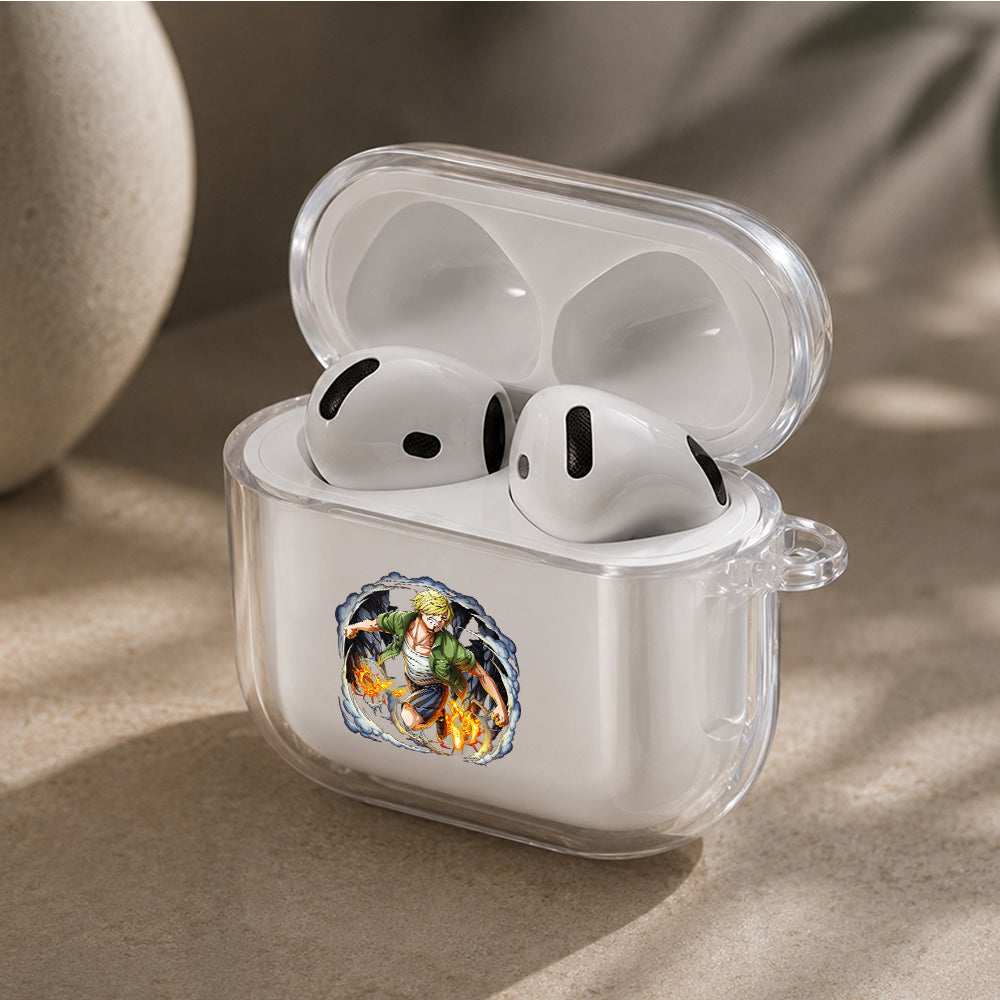 Sanji Blazing Fire Kicks Protective Apple Airpods 4 Clear Case - Durable Clear Protection