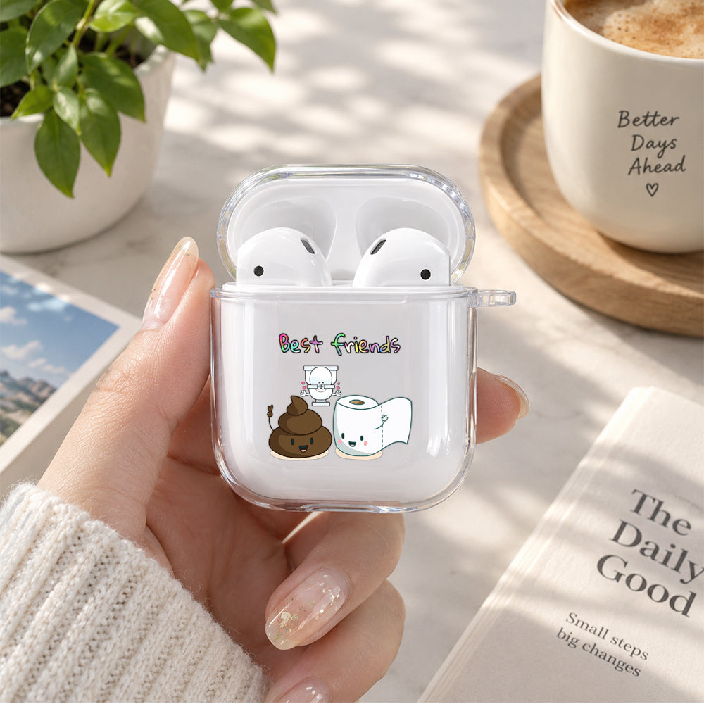 Best Friends Toilet Protective Clear Case Cover For Apple Airpods | Soft Silicone AirPods 1 / 2 Case | Protective Cover