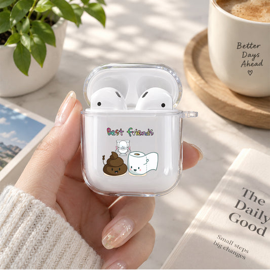 Best Friends Toilet Protective Clear Case Cover For Apple Airpods | Soft Silicone AirPods 1 / 2 Case | Protective Cover