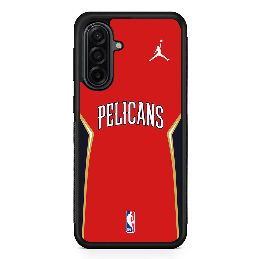 NBA New Orleans Pelicans Red Jordan Samsung Galaxy A17 Case | Durable Rubber Samsung Galaxy A17 Phone Case