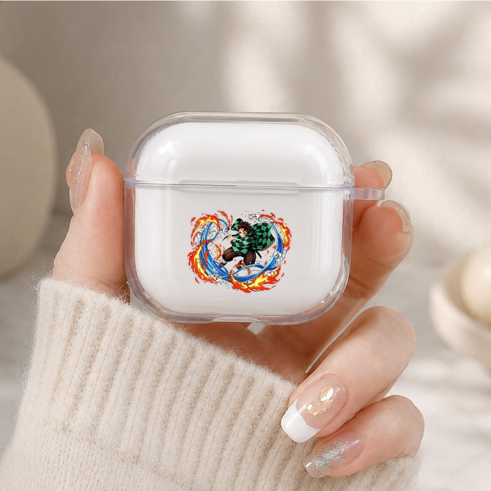 Demon Slayer Tanjiro Dual Breathing Protective Apple Airpods 4 Clear Case - Durable Clear Protection