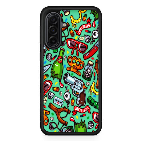 Doodle Sticker Bomb Samsung Galaxy A17 Case | Durable Rubber Samsung Galaxy A17 Phone Case