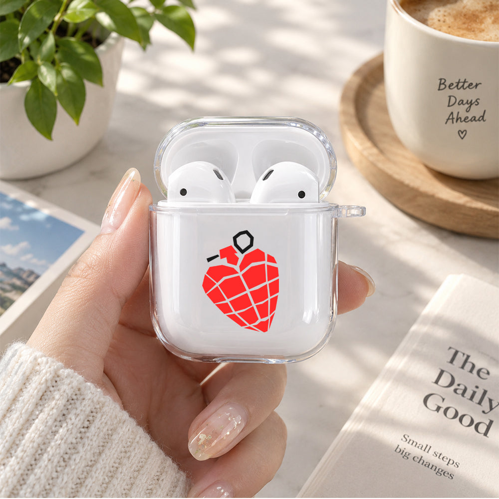 Green Day Red Heart Protective Clear Case Cover For Apple Airpods | Soft Silicone AirPods 1 / 2 Case | Protective Cover