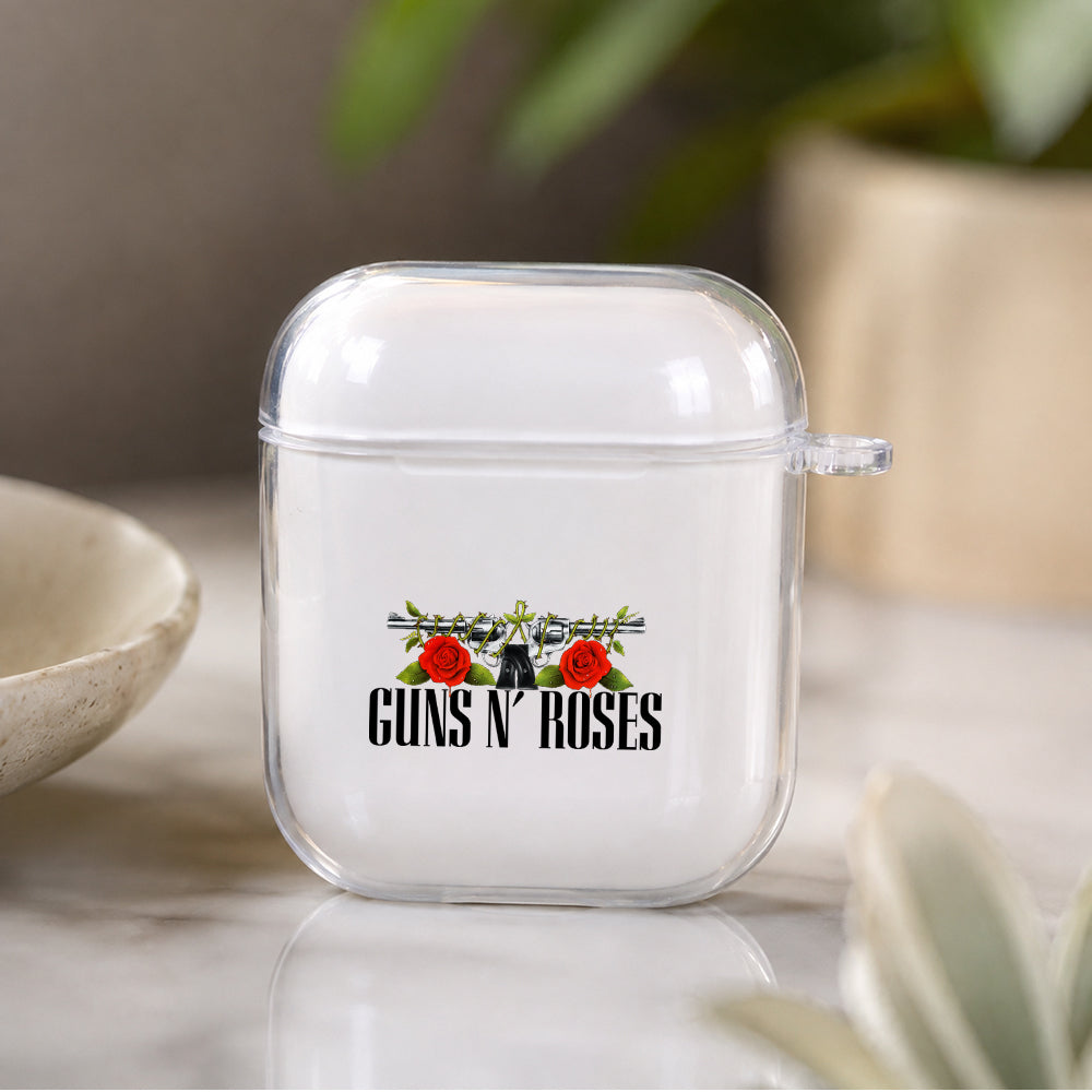 Guns N' Roses Band Logo Protective Clear Case Cover For Apple Airpods | Soft Silicone AirPods 1 / 2 Case | Protective Cover