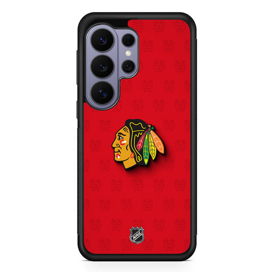 NHL Chicago Blackhawks Pattern Samsung Galaxy S26 Ultra Case | Protective Rubber Cover
