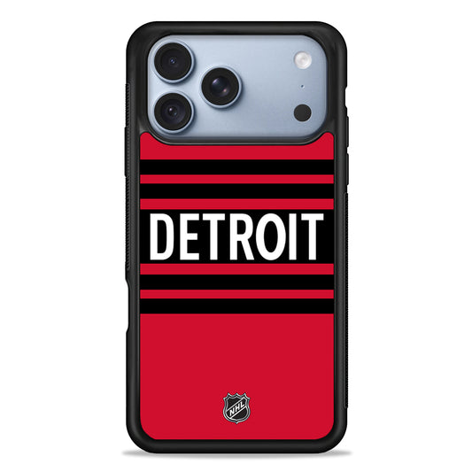 NHL Detroit Red Wings Red Black iPhone 18 Pro Case - iPhone 18 Pro Silicone Case