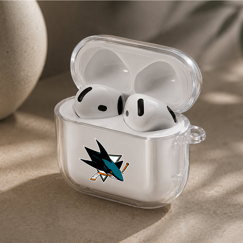 NHL San Jose Sharks Logo Protective Apple Airpods 4 Clear Case - Durable Clear Protection
