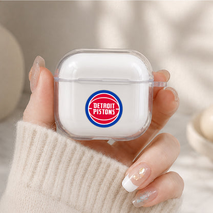 NBA Detroit Pistons Logo Protective Apple Airpods 4 Clear Case - Durable Clear Protection