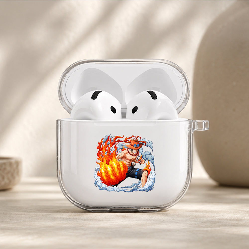Portgas Ace Fire Fist Protective Apple Airpods 4 Clear Case - Durable Clear Protection
