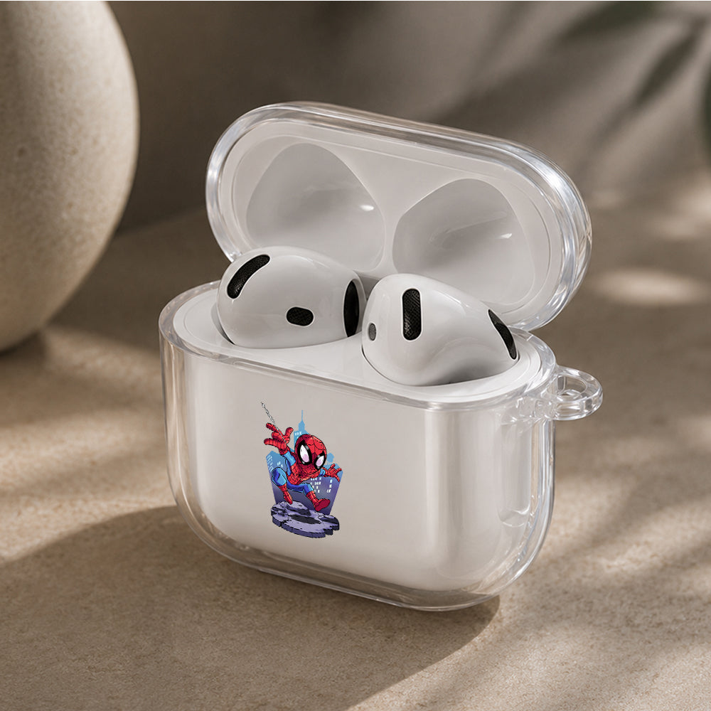 Spider-Man Web-Shooting Pose Protective Apple Airpods 4 Clear Case - Durable Clear Protection