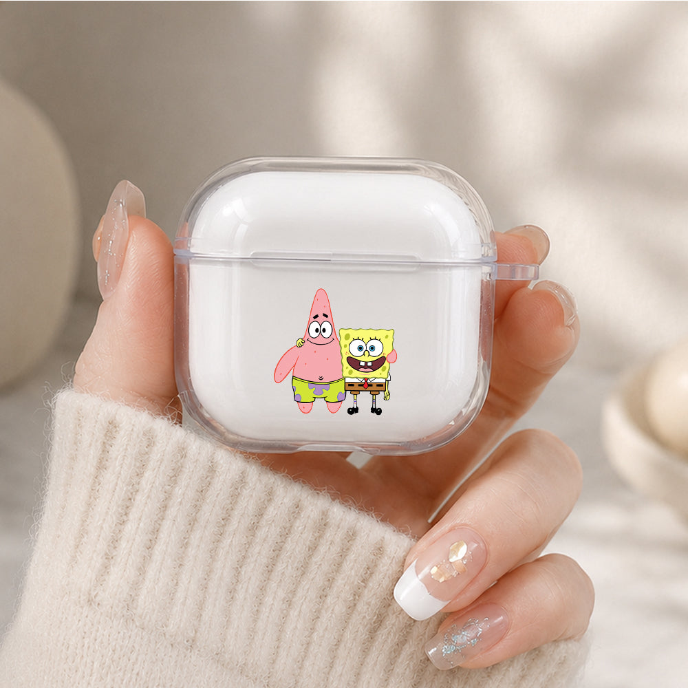 SpongeBob and Best Friend Protective Apple Airpods 4 Clear Case - Durable Clear Protection