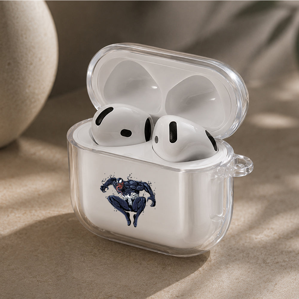 Venom Mid-Air Pose Protective Apple Airpods 4 Clear Case - Durable Clear Protection