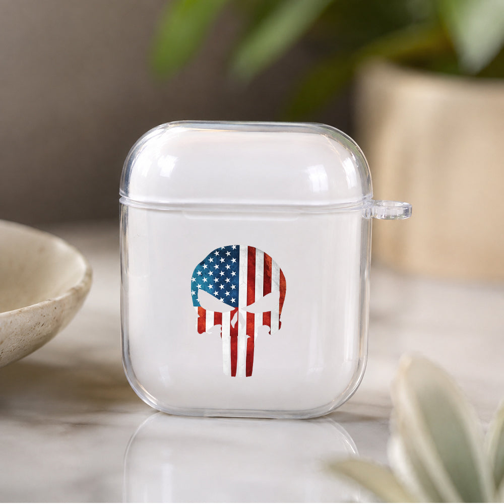 Skull Head American Taste Protective Clear Case Cover For Apple Airpods | Soft Silicone AirPods 1 / 2 Case | Protective Cover