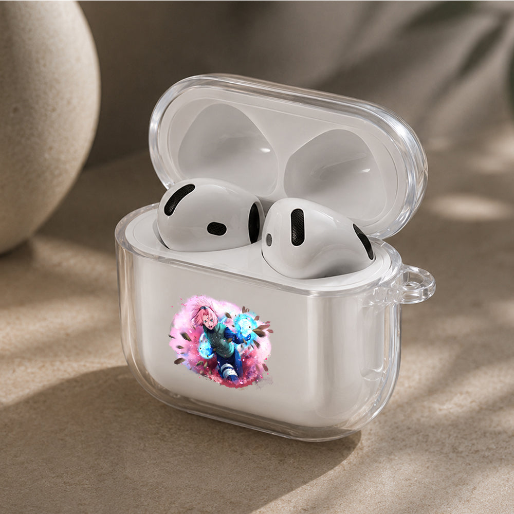 Sakura Haruno War Stance Protective Apple Airpods 4 Clear Case - Durable Clear Protection