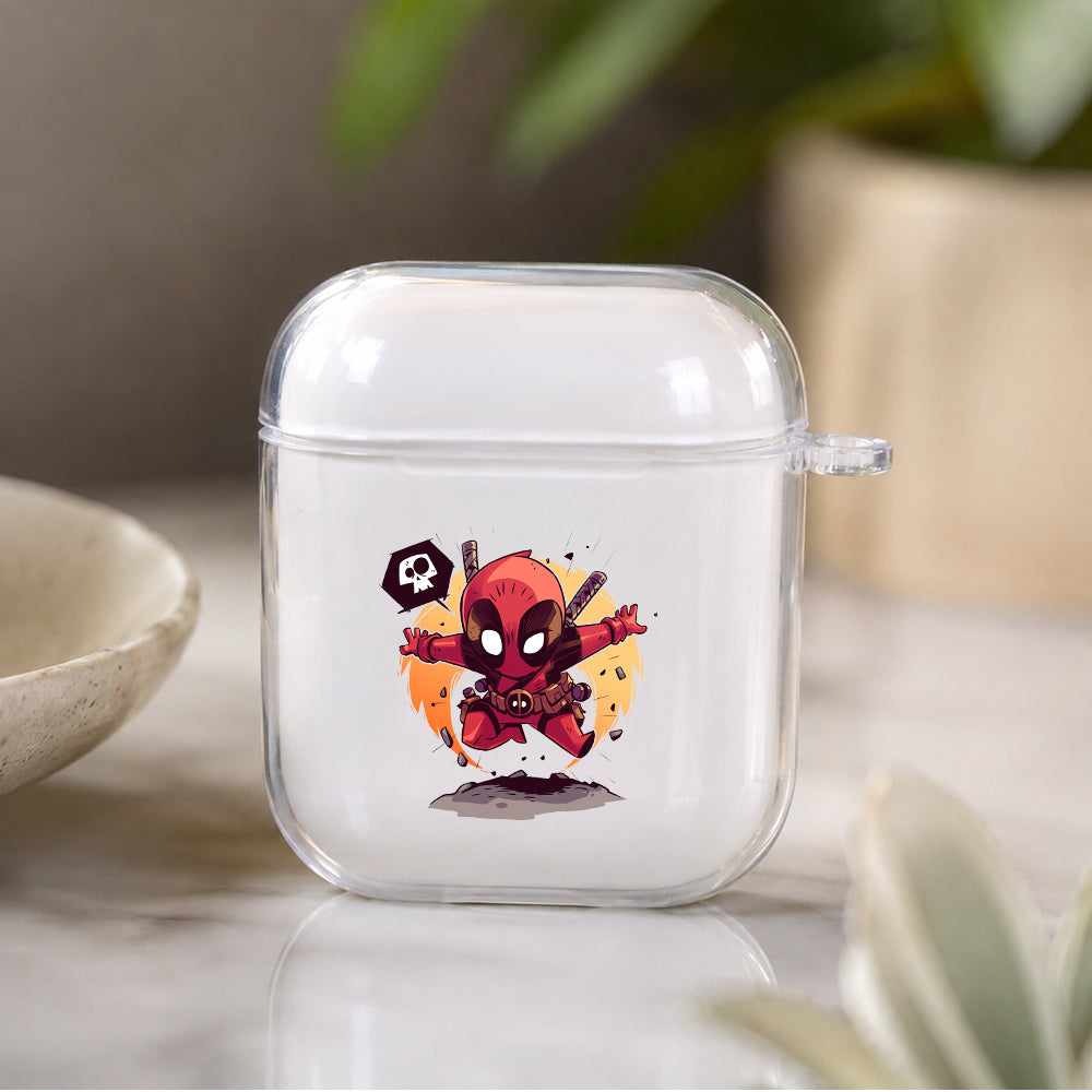 Deadpool Cartoon Protective Clear Case Cover For Apple Airpods | Soft Silicone AirPods 1 / 2 Case | Protective Cover