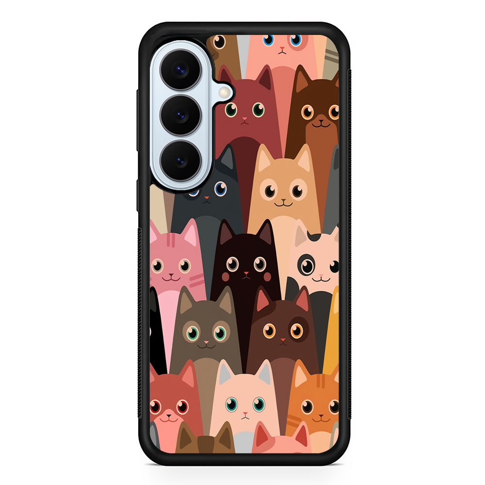 Cute Cat Doodle Samsung Galaxy S26 Plus Case | Slim Protective Rubber Cover