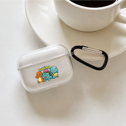 Pokemon Starters Chibi Protective Apple AirPods Pro 3 Clear Case | Shockproof Cover