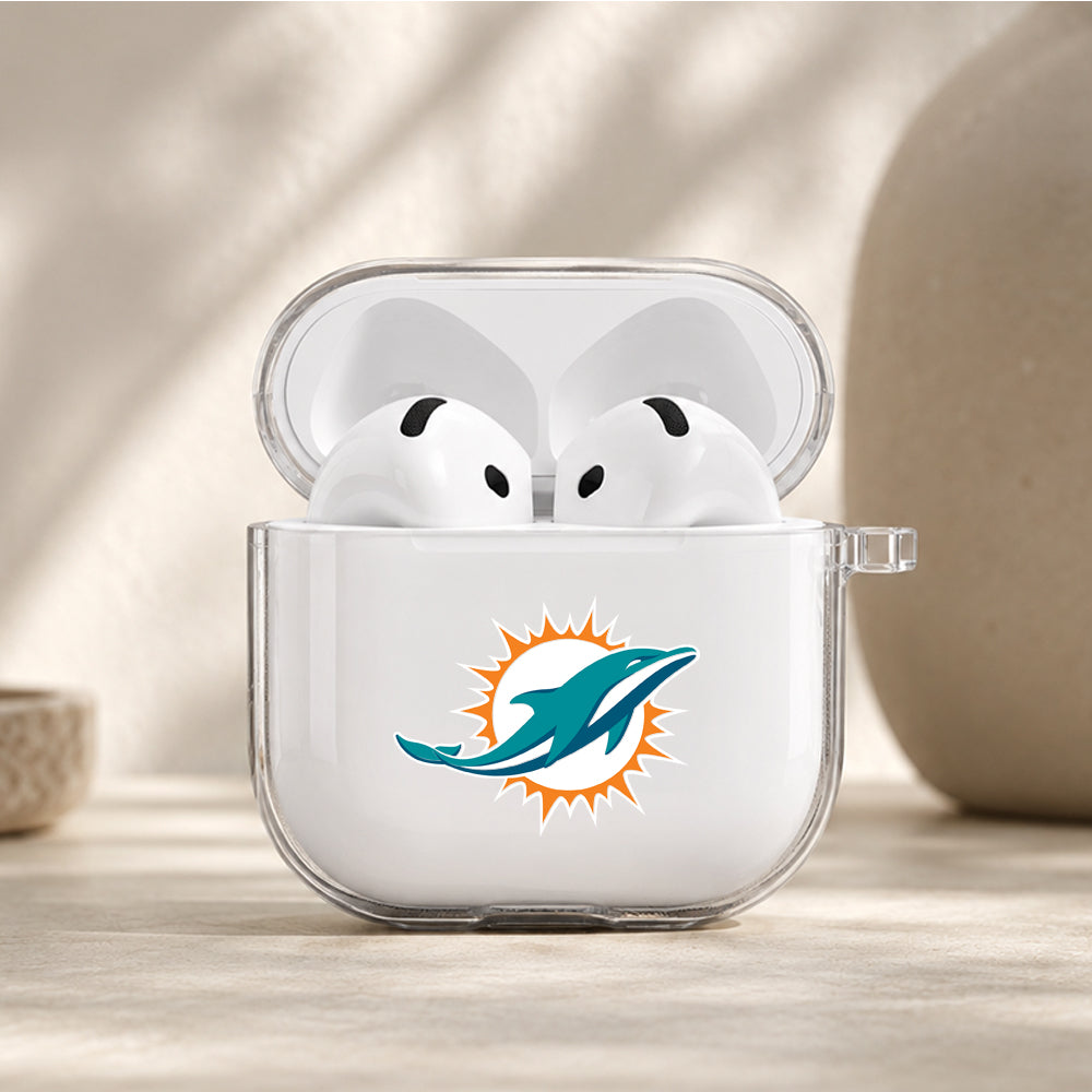 NFL Miami Dolphins Logo Protective Apple Airpods 4 Clear Case - Durable Clear Protection