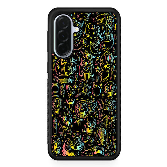 Doodle Monsters Black Samsung Galaxy A36 Case | Durable Samsung Galaxy A36 Protective Case