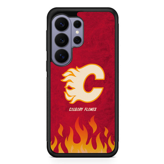NHL Calgary Flames Red Fire Samsung Galaxy S26 Ultra Case | Protective Rubber Cover