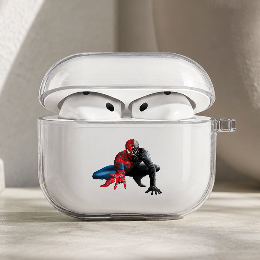 Spider-Man Red and Black Suit Protective Apple AirPods Pro 3 Clear Case | Shockproof Cover