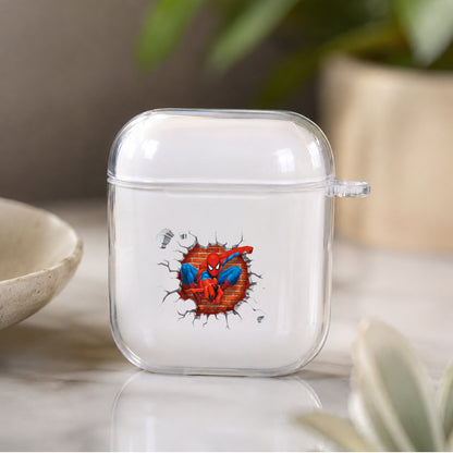 Spiderman Out Of The Wall Protective Clear Case Cover For Apple Airpods | Soft Silicone AirPods 1 / 2 Case | Protective Cover