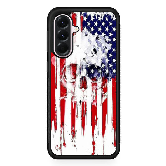 USA Flag Skull Samsung Galaxy A56 Case | Samsung Galaxy A56 Protective Rubber Case