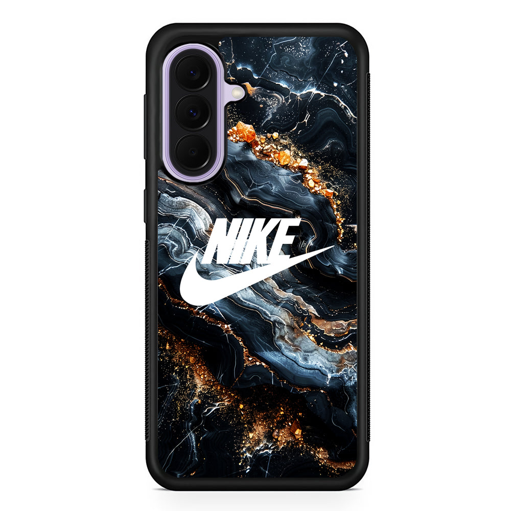 Nike Logo Grey Gold Stone Marble Samsung Galaxy A37 Case | Samsung Galaxy A37 Rubber Protective Case