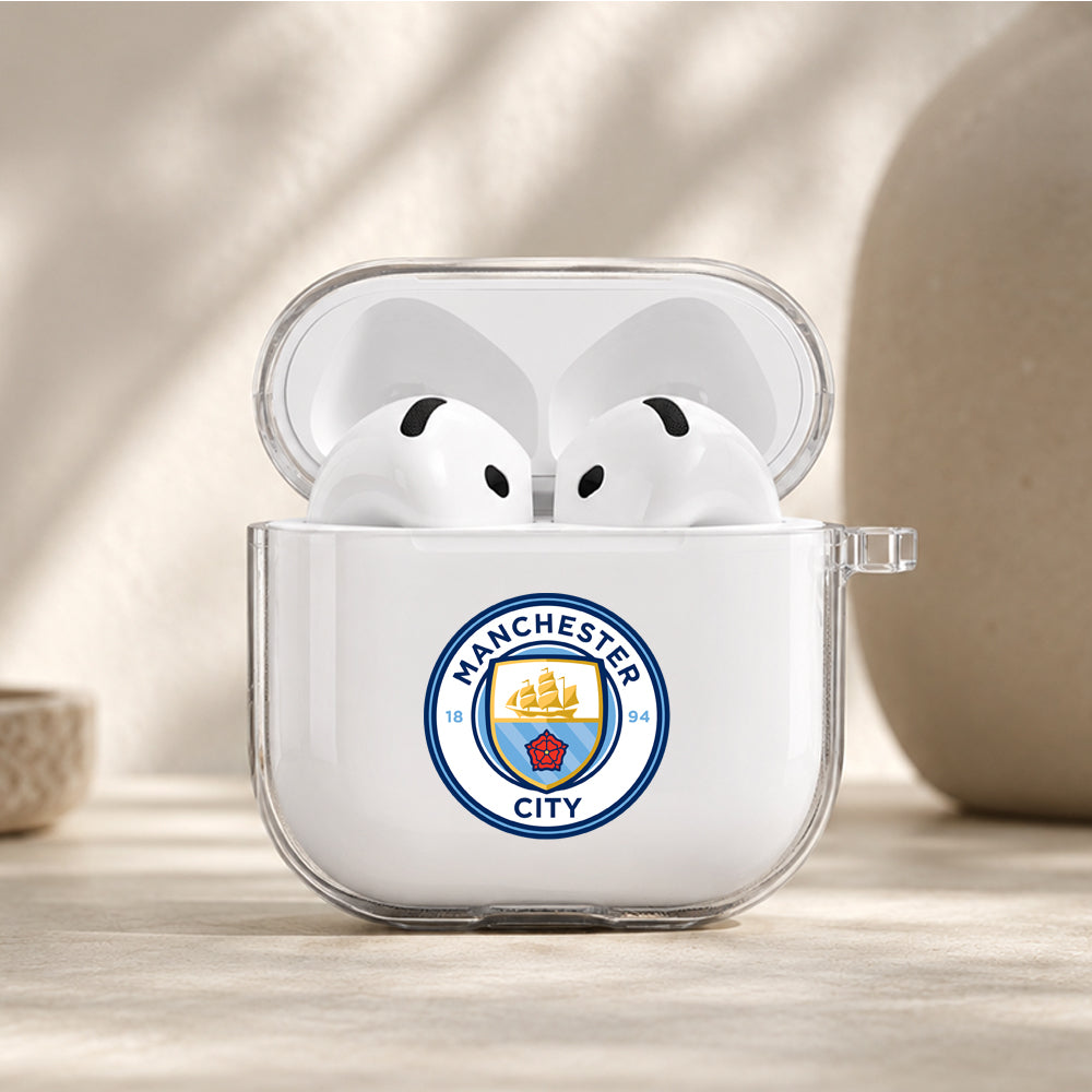 Manchester City Football Logo Protective Apple Airpods 4 Clear Case - Durable Clear Protection