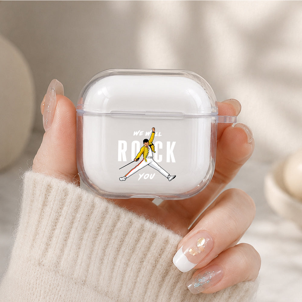 Freddie Mercury Queen Rock Protective Apple Airpods 4 Clear Case - Durable Clear Protection