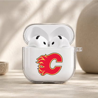 NHL Calgary Flames Logo Protective Apple Airpods 4 Clear Case - Durable Clear Protection