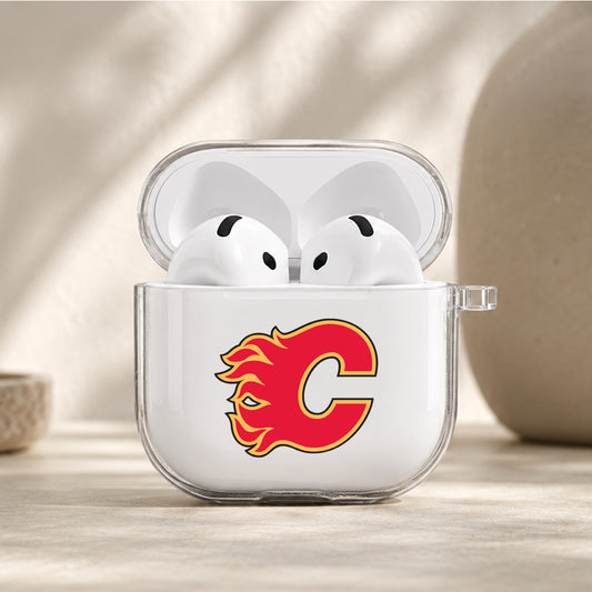 NHL Calgary Flames Logo Protective Apple Airpods 4 Clear Case - Durable Clear Protection