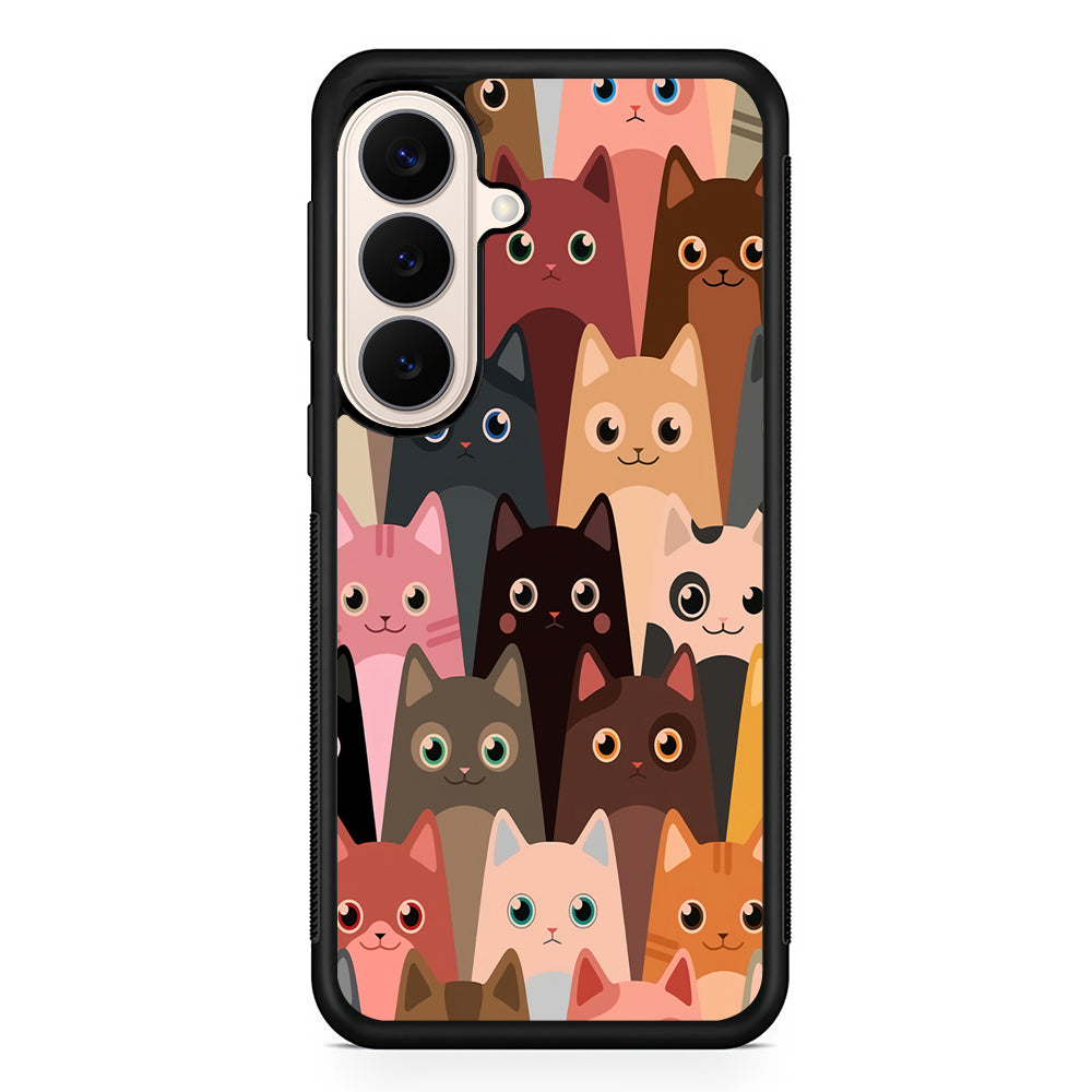 Cute Cat Doodle Samsung Galaxy S26 Case | Durable Protective Rubber Cover