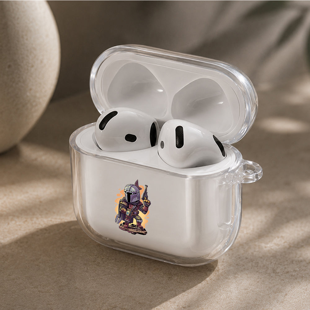Din Djarin Star Wars Chibi Protective Apple Airpods 4 Clear Case - Durable Clear Protection