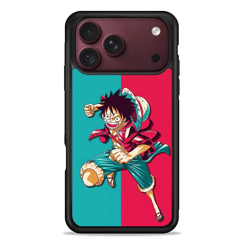 One Piece Luffy Red Blue iPhone 18 Pro Max Case – Slim Silicone Protective Cover