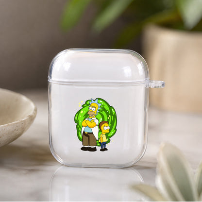 The Simpson X Rick Morty Fusion Protective Clear Case Cover For Apple Airpods | Soft Silicone AirPods 1 / 2 Case | Protective Cover