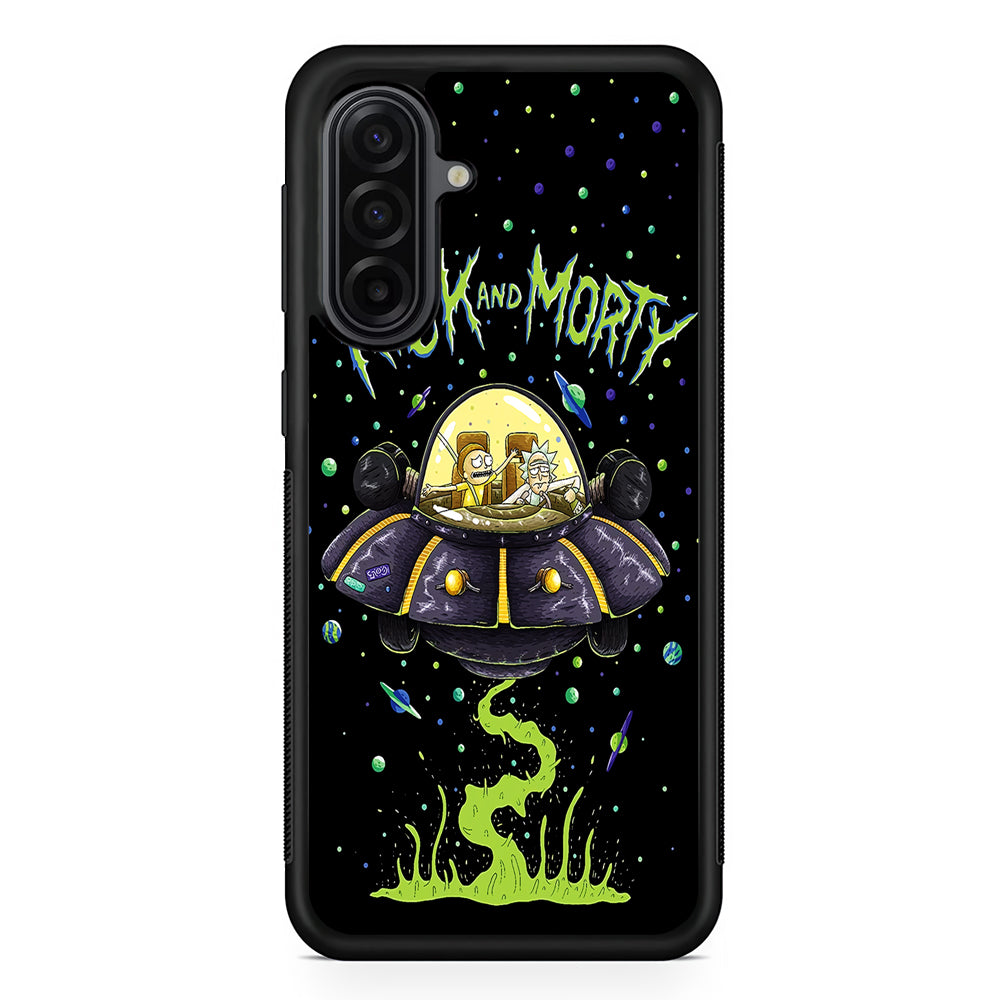 Rick and Morty Spacecraft Samsung Galaxy A17 Case | Durable Rubber Samsung Galaxy A17 Phone Case