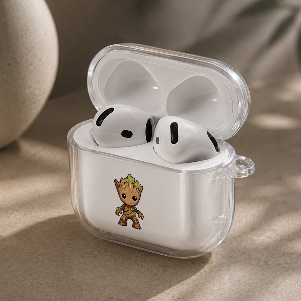 Baby Groot Chibi Protective Apple Airpods 4 Clear Case - Durable Clear Protection