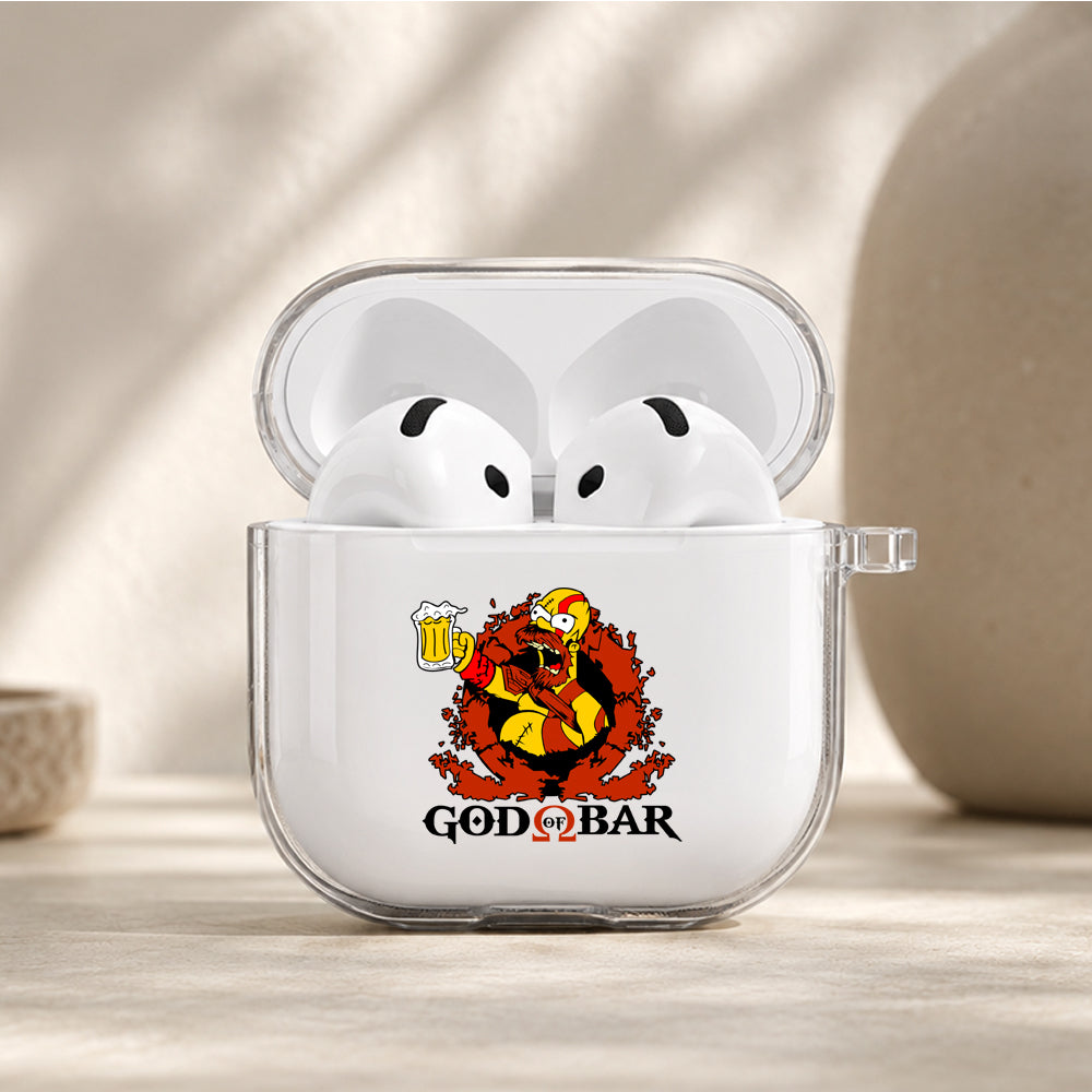 Homer Simpsons God of Bar Protective Apple Airpods 4 Clear Case - Durable Clear Protection