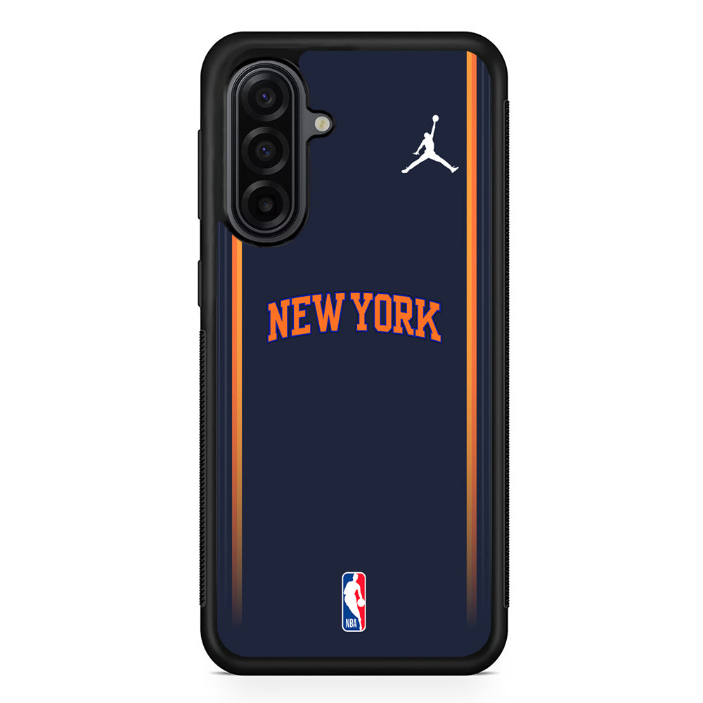 NBA New York Knicks Navy Jordan Samsung Galaxy A17 Case | Durable Rubber Samsung Galaxy A17 Phone Case