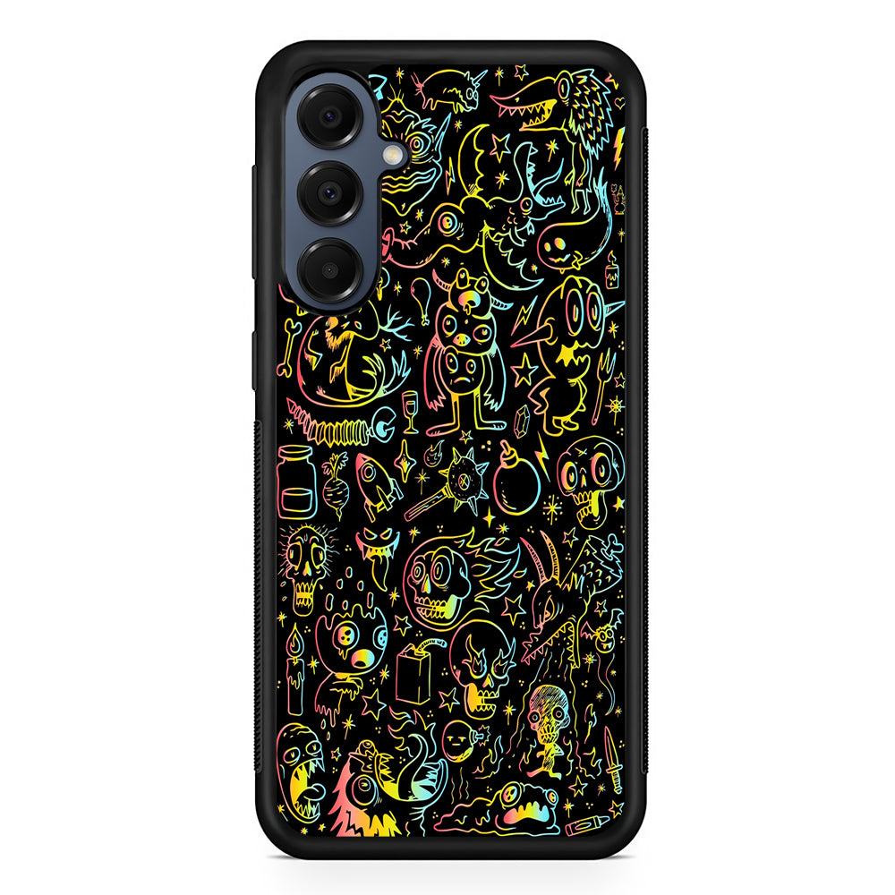 Doodle Monsters Black Samsung Galaxy A16 Case | Slim Protective Cover for Samsung Galaxy A16