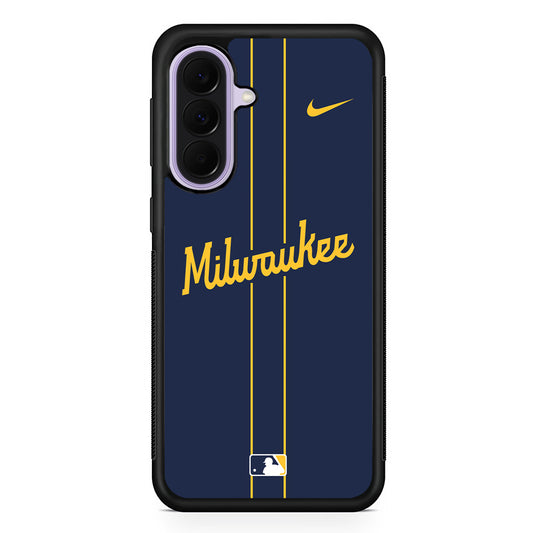 MLB Milwaukee Brewers Navy Nike Samsung Galaxy A37 Case | Samsung Galaxy A37 Rubber Protective Case