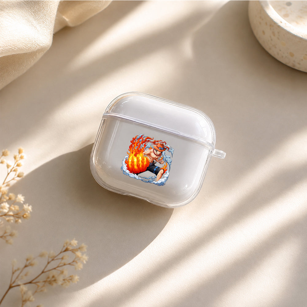 Portgas Ace Fire Fist Protective Apple Airpods 4 Clear Case - Durable Clear Protection