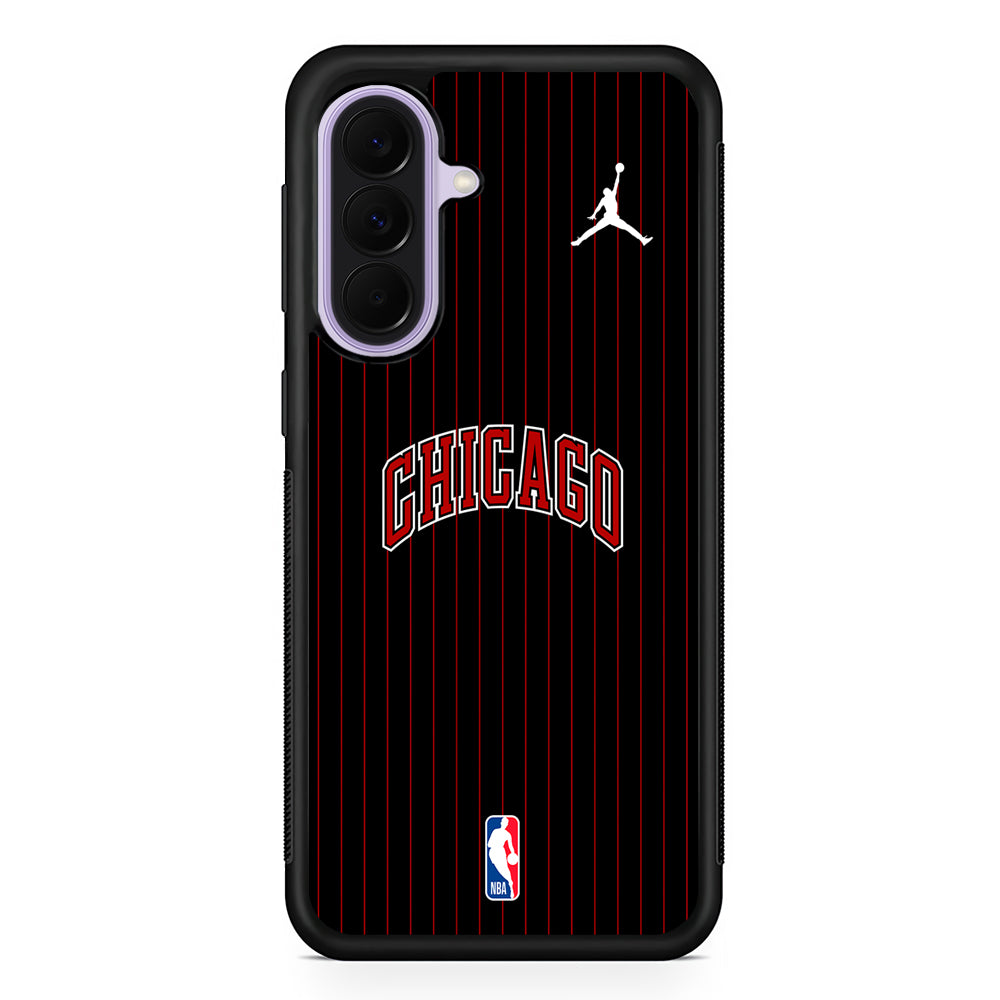 NBA Chicago Bulls Black Jordan Samsung Galaxy A37 Case | Samsung Galaxy A37 Rubber Protective Case