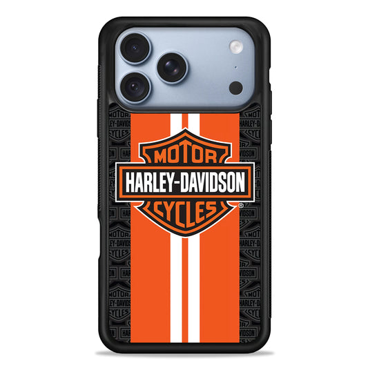 Harley Davidson White Striped Orange iPhone 18 Pro Case - iPhone 18 Pro Silicone Case